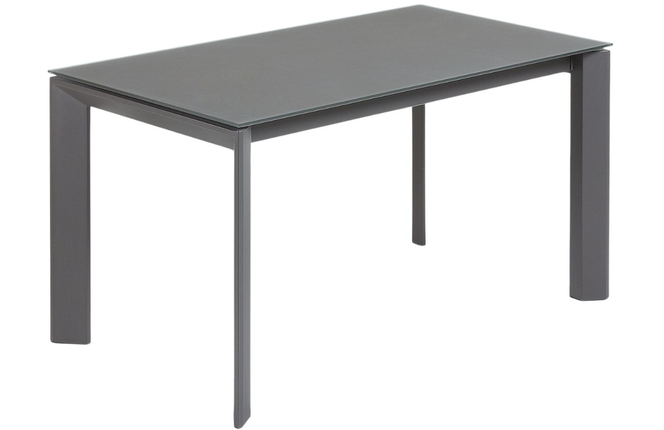 Kave Home Tmavě šedý skleněný rozkládací jídelní stůl Axis 140/200x90 cm