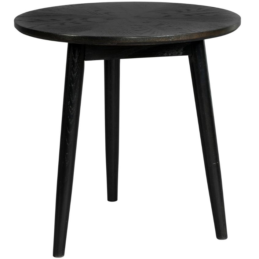 White Label Černý dubový odkládací stolek FABIO 50 cm