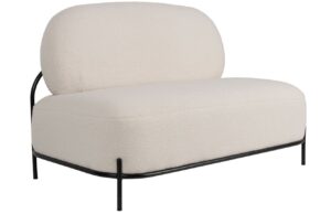 White Label Bílá dvoumístná pohovka POLLY 125 cm