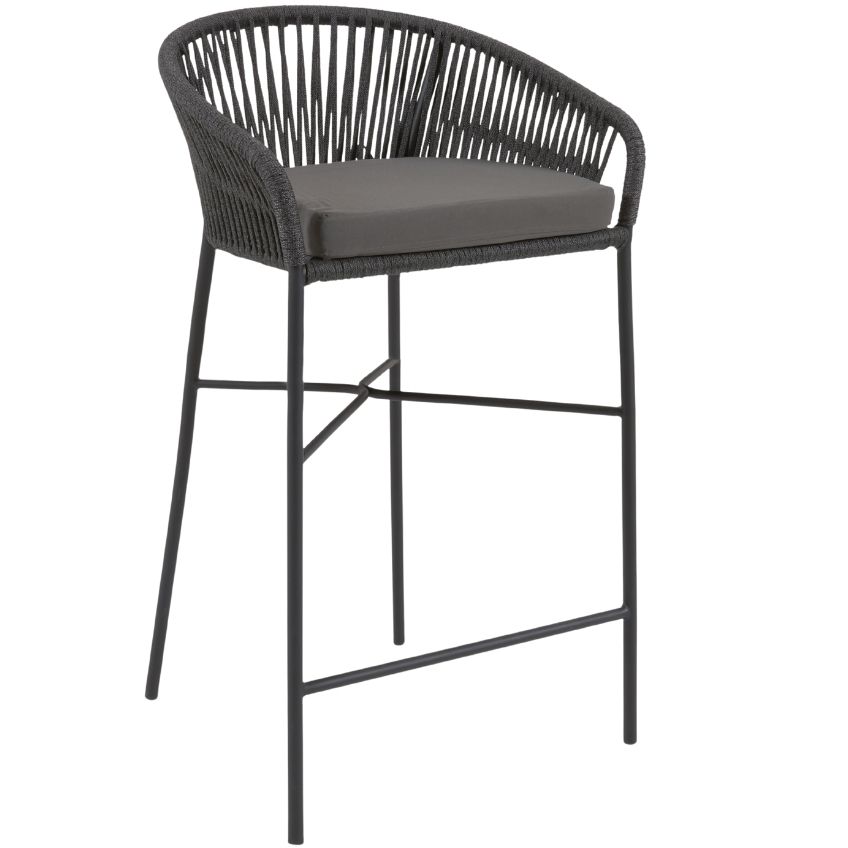 Kave Home Černá pletená barová židle Yanet 80 cm