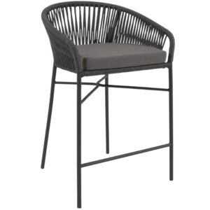 Kave Home Černá pletená barová židle Yanet 65 cm