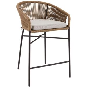 Kave Home Béžová pletená barová židle Yanet 65 cm