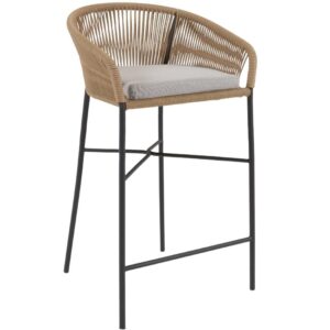 Kave Home Béžová pletená barová židle Yanet 80 cm