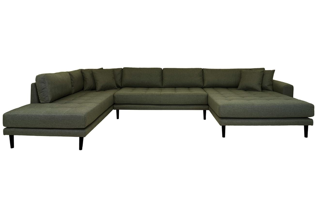 Nordic Living Olivově zelená rohová pohovka Limo 370 cm