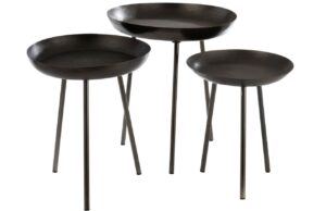 Set tří tmavě šedých odkládacích stolků J-line Treyon 39/44/50 cm