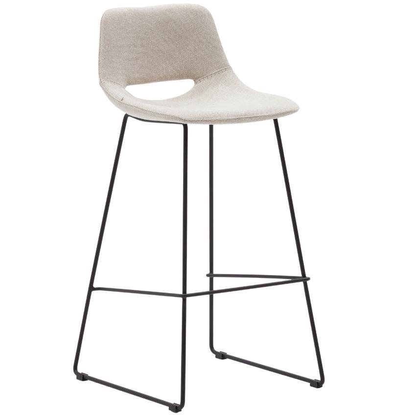 Kave Home Béžová látková barová židle Zahara 76 cm
