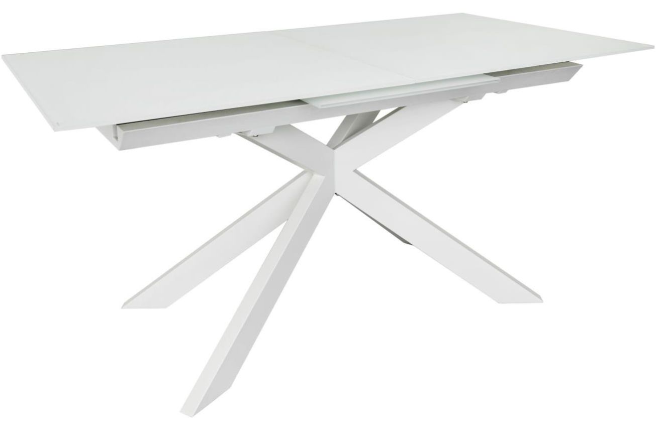 Kave Home Bílý skleněný rozkládací jídelní stůl Atminda 160/210 x 90 cm
