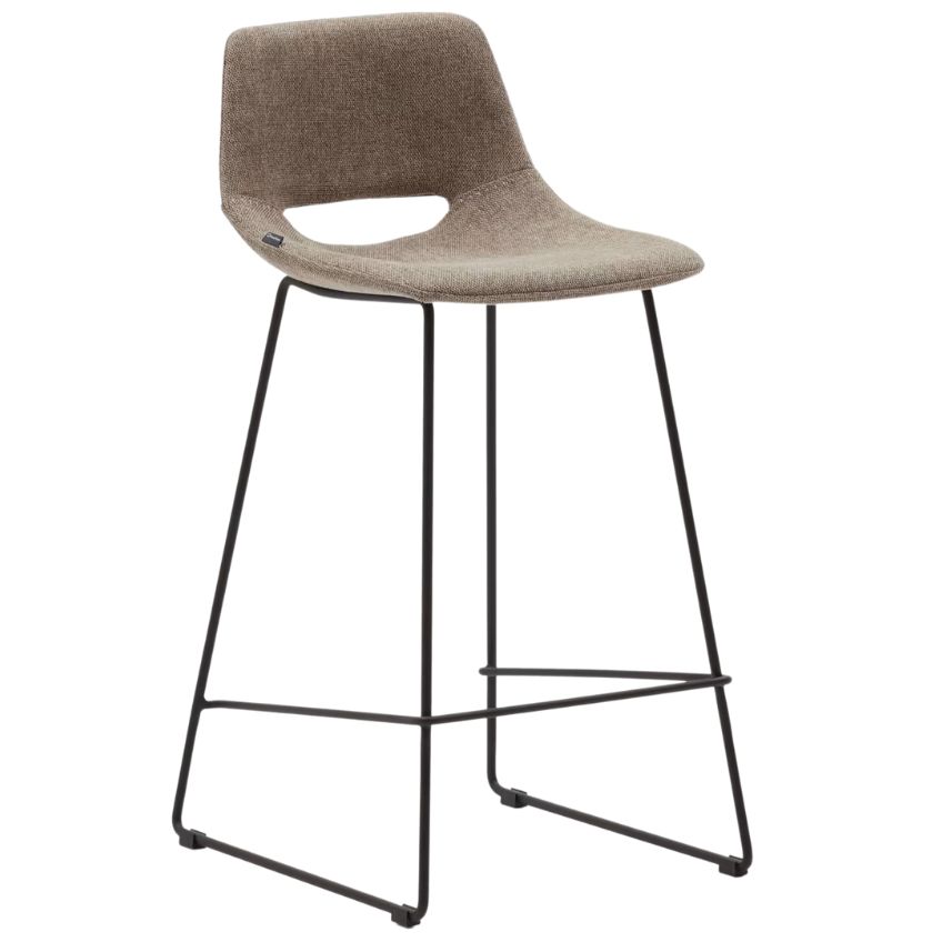 Kave Home Hnědá látková barová židle Zahara 65 cm