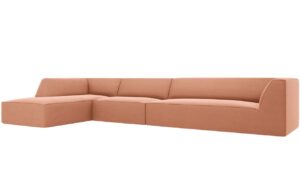 Micadoni Růžová sametová rohová pohovka Ruby 366 cm