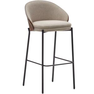 Kave Home Béžová čalouněná barová židle Eamy II. 77 cm