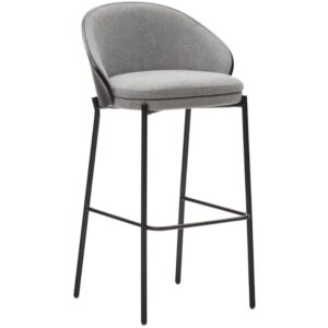 Kave Home Šedá čalouněná barová židle Eamy II. 77 cm