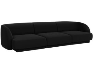 Micadoni Černá sametová pohovka Miley 255 cm