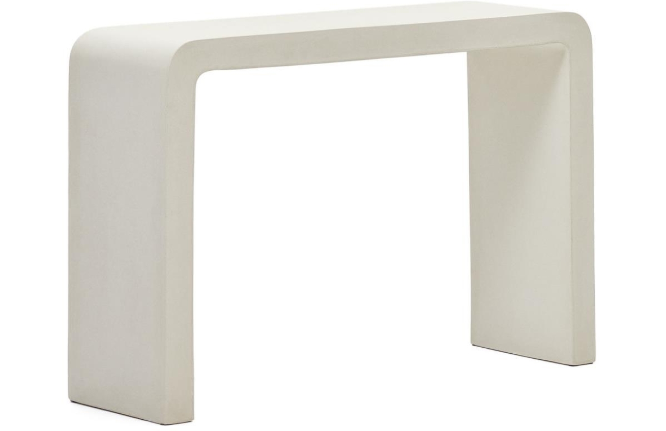 Kave Home Bílý cementový zahradní toaletní stolek Aiguablava 120 x 35 cm