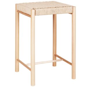 Nordic Living Dřevěná stolička Abannon 67 cm s proutěným výpletem
