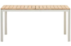 Kave Home Teakový zahradní jídelní stůl Bona s bílou podnoží 163 x 90 cm