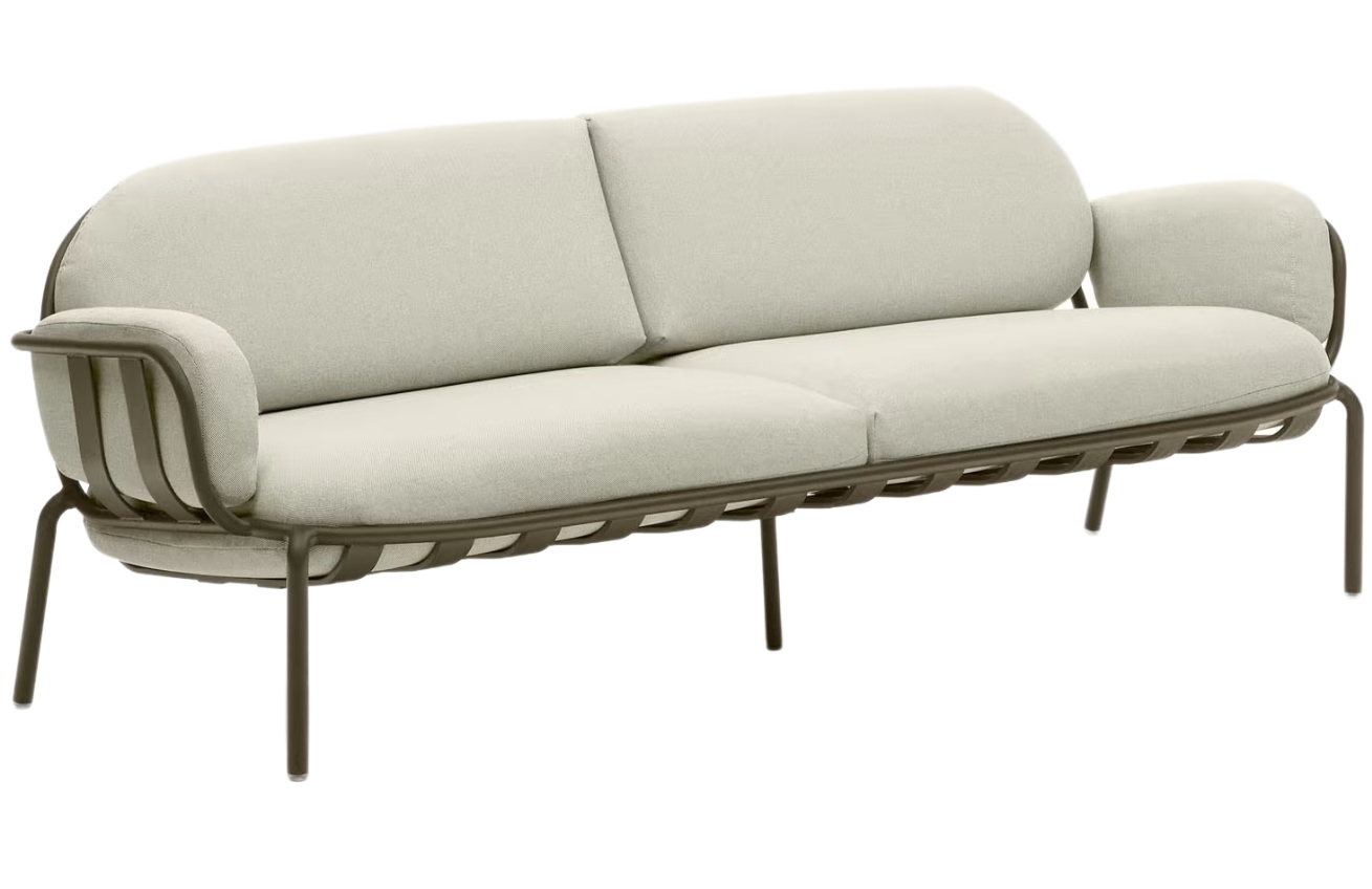 Kave Home Béžovo-zelená zahradní pohovka Joncols 224 cm