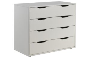 Vipack Bílá lakovaná komoda Pino 86 x 44 cm se čtyřmi zásuvkami