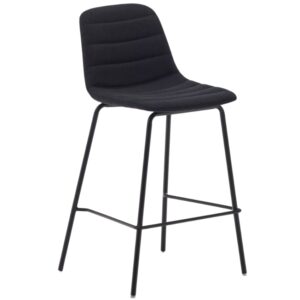 Kave Home Černá čalouněná barová židle Zunilda 65 cm