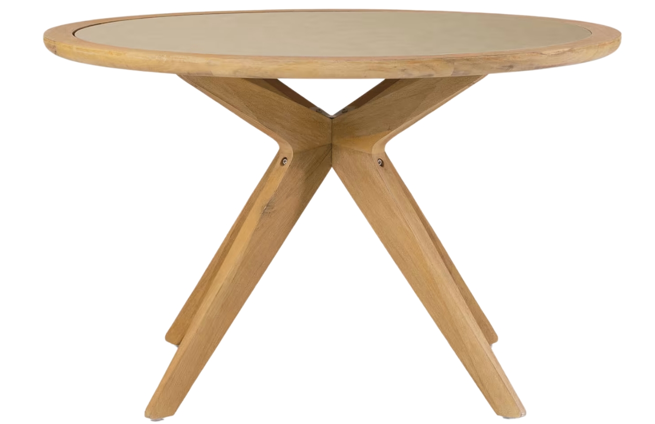 Kave Home Kulatý dřevěný jídelní stůl Julieta 120 cm s deskou z polycementu