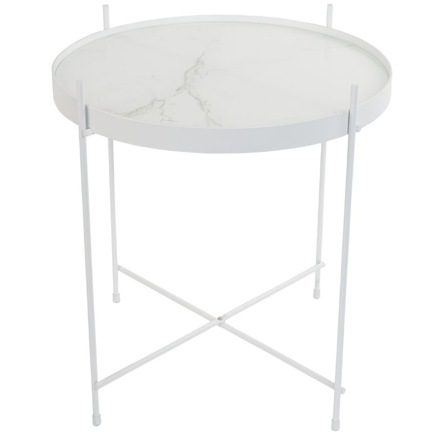 Bílý mramorový odkládací stolek ZUIVER CUPID ⌀43 cm