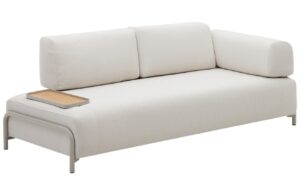 Kave Home Béžová trojmístná pohovka Compo 232 cm s malým stolkem