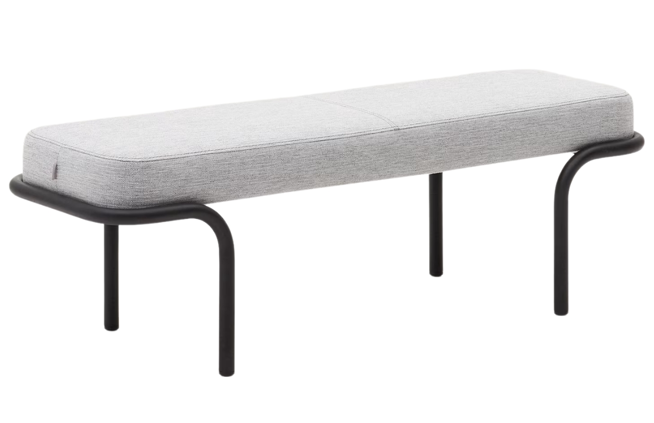 Kave Home Světle šedá čalouněná lavice Compo 130 cm