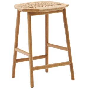 Kave Home Dubová barová židle s výpletem Enit 65 cm