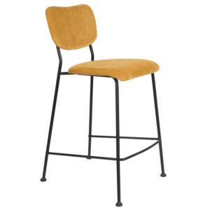 Žlutá manšestrová barová židle ZUIVER BENSON 65 cm