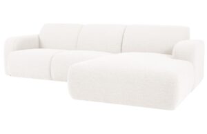 Windsor & Co Bílá bouclé rohová pohovka Lola 250 cm