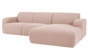 Windsor & Co Pudrově růžová bouclé rohová pohovka Lola 250 cm