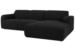 Windsor & Co Černá bouclé rohová pohovka Lola 250 cm