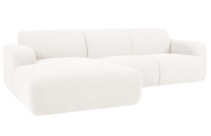 Windsor & Co Bílá bouclé rohová pohovka Lola 250 cm
