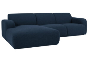 Windsor & Co Tmavě modrá bouclé rohová pohovka Lola 250 cm