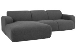 Windsor & Co Tmavě šedá bouclé rohová pohovka Lola 250 cm