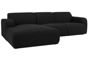Windsor & Co Černá bouclé rohová pohovka Lola 250 cm