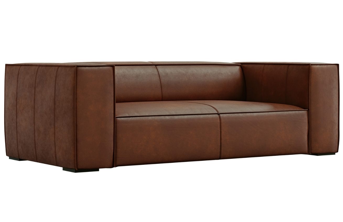 Windsor & Co Koňakově hnědá kožená dvoumístná pohovka Madame 211 cm