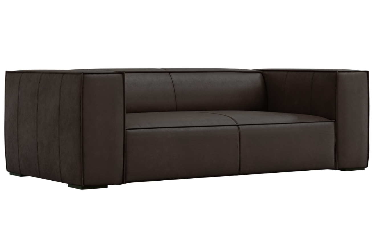Windsor & Co Grafitově šedá kožená dvoumístná pohovka Madame 211 cm