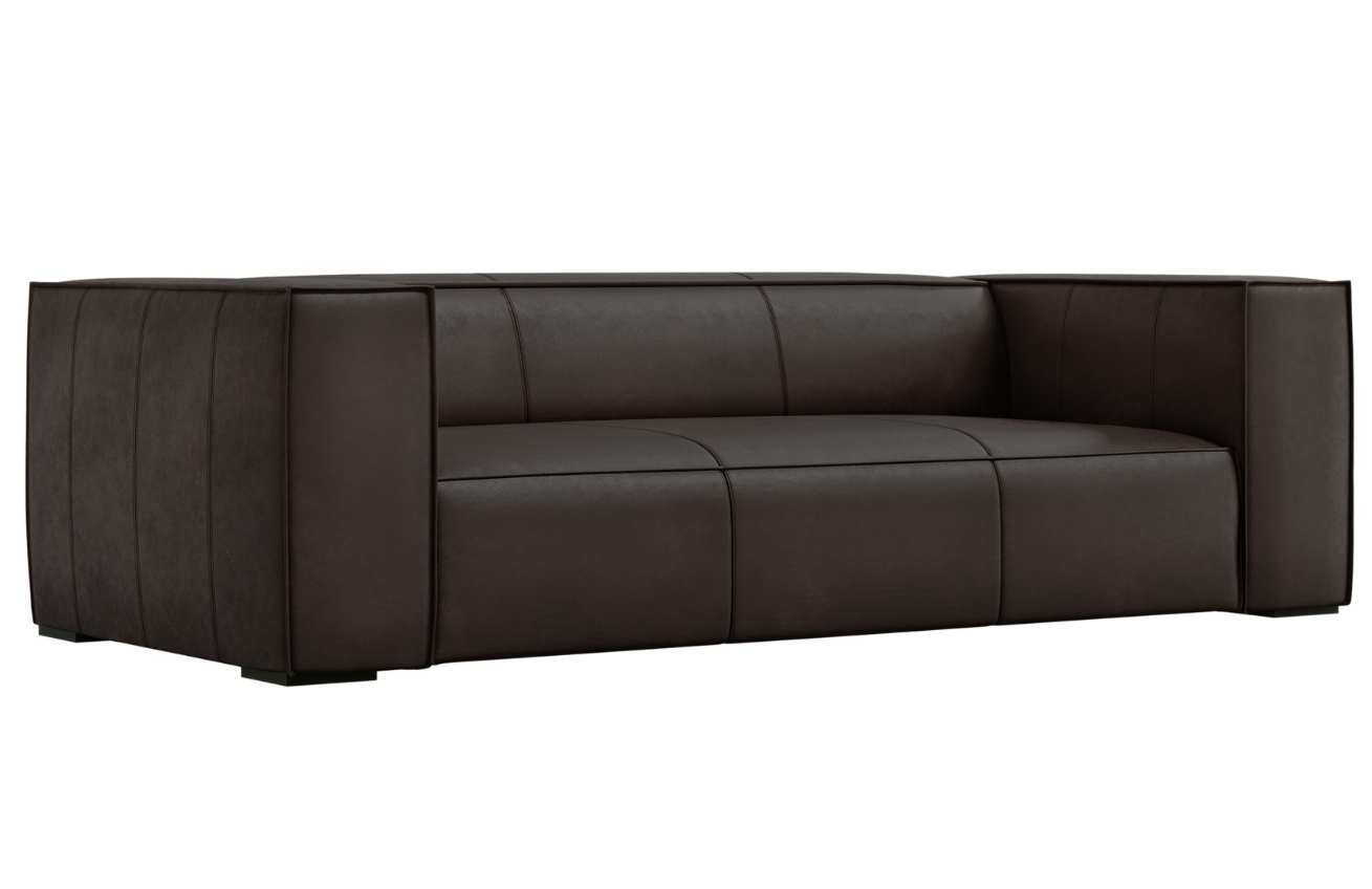 Windsor & Co Grafitově šedá kožená třímístná pohovka Madame 227 cm