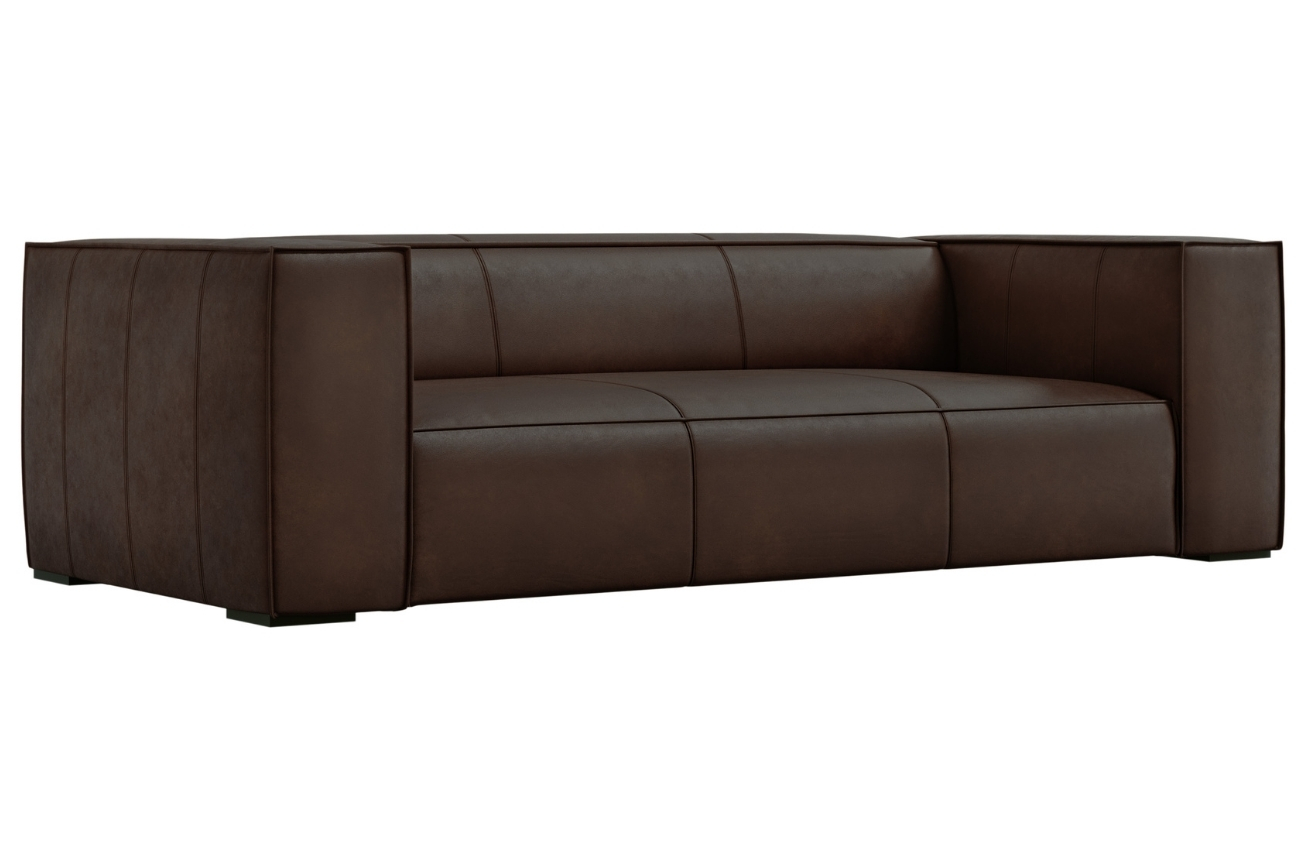 Windsor & Co Tmavě hnědá kožená třímístná pohovka Madame 227 cm