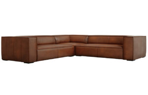 Windsor & Co Koňakově hnědá kožená rohová pohovka Madame 280 cm