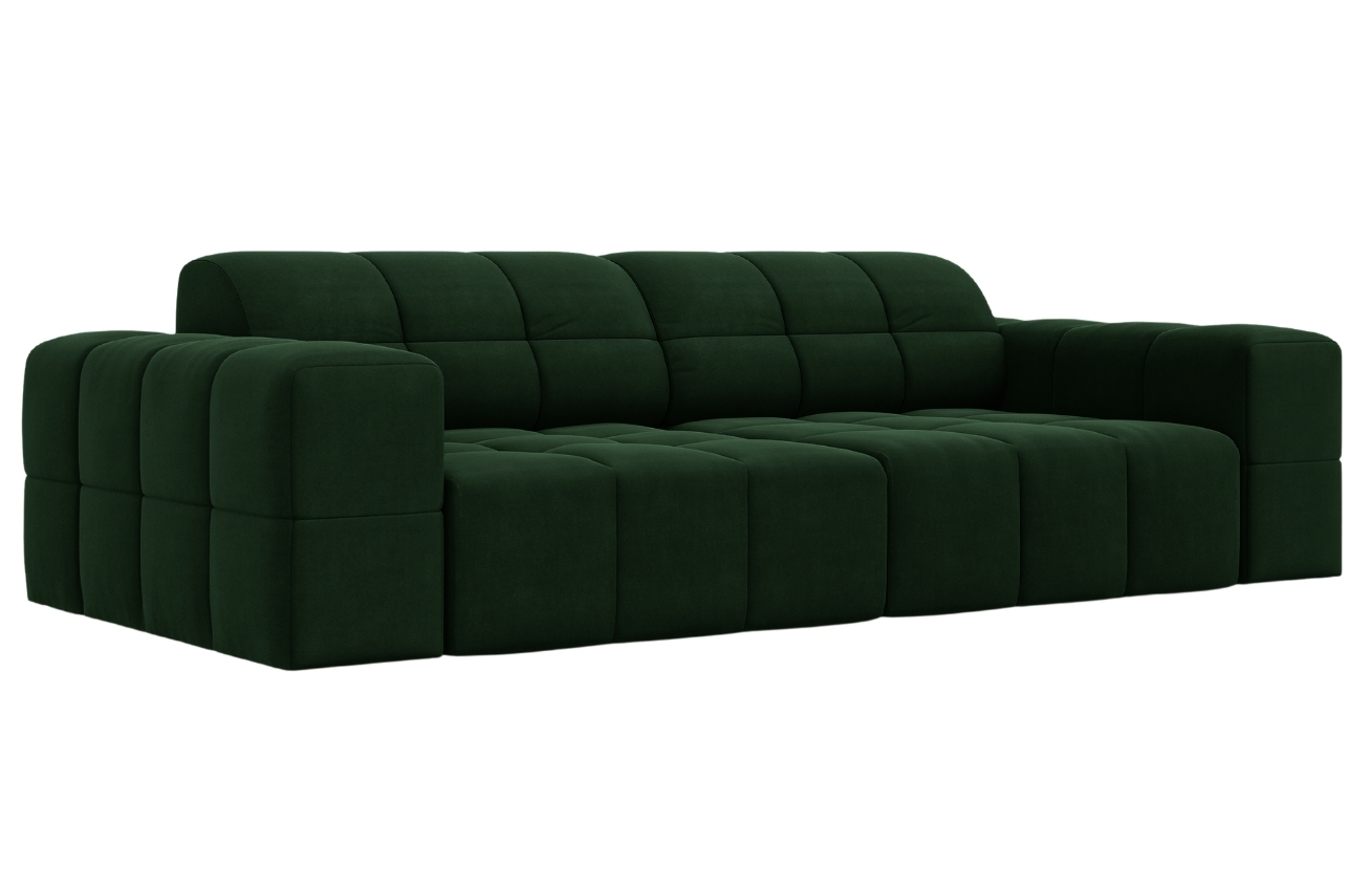 Cosmopolitan Design Lahvově zelená sametová pohovka Chicago 244 cm