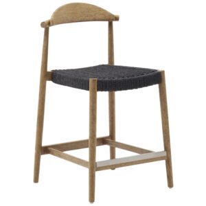 Kave Home Dřevěná barová židle Nina 62 cm s černým výpletem