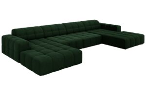 Cosmopolitan Design Lahvově zelená sametová rohová pohovka Chicago 364 cm