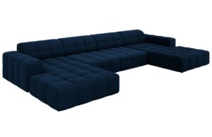 Cosmopolitan Design Královsky modrá sametová rohová pohovka Chicago 364 cm