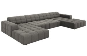 Cosmopolitan Design Šedá sametová rohová pohovka Chicago 364 cm