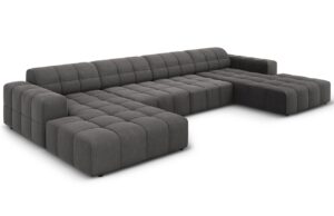 Cosmopolitan Design Tmavě šedá sametová rohová pohovka Chicago 364 cm