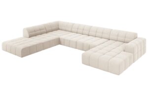 Cosmopolitan Design Béžová sametová rohová pohovka Chicago 364 cm