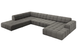 Cosmopolitan Design Šedá sametová rohová pohovka Chicago 364 cm