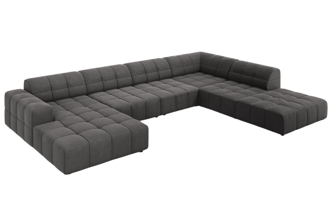 Cosmopolitan Design Tmavě šedá sametová rohová pohovka Chicago 364 cm
