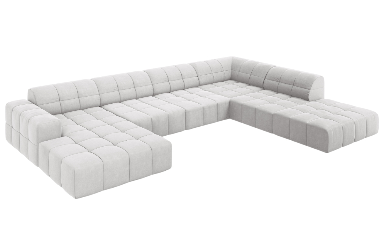 Cosmopolitan Design Světle šedá sametová rohová pohovka Chicago 364 cm